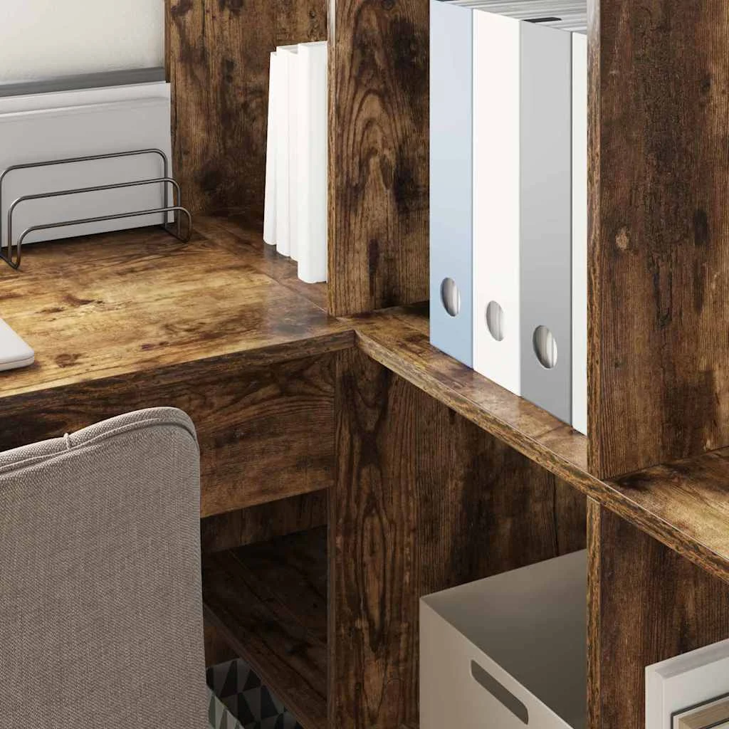 Bureau d'angle avec étagère 149,5 x 101,5 x 149,5 cm chêne fumé bois d'ingénierie – vue en situation