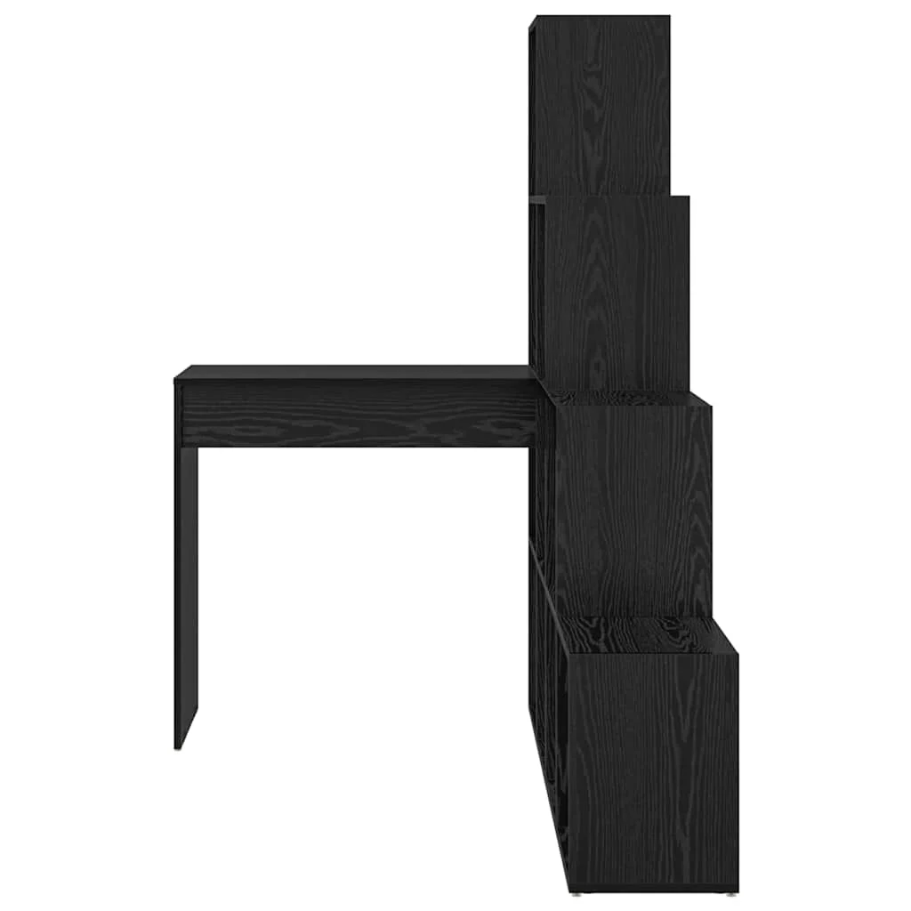 Bureau d'angle avec étagère 149,5 x 101,5 x 149,5 cm chêne noir bois d'ingénierie – vue de dessus