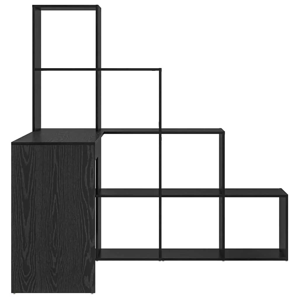 Bureau d'angle avec étagère 149,5 x 101,5 x 149,5 cm chêne noir bois d'ingénierie – vue de dos