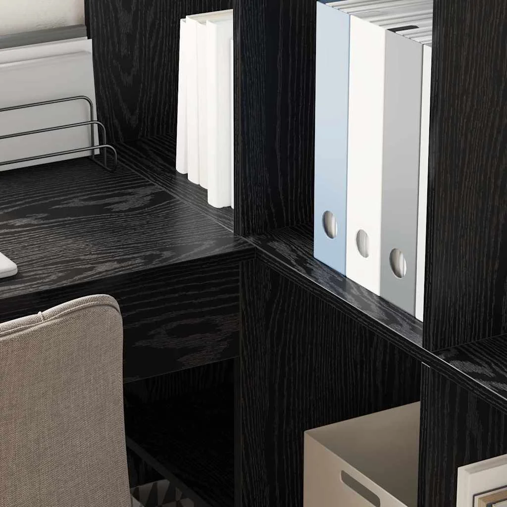 Bureau d'angle avec étagère 149,5 x 101,5 x 149,5 cm chêne noir bois d'ingénierie – vue en situation