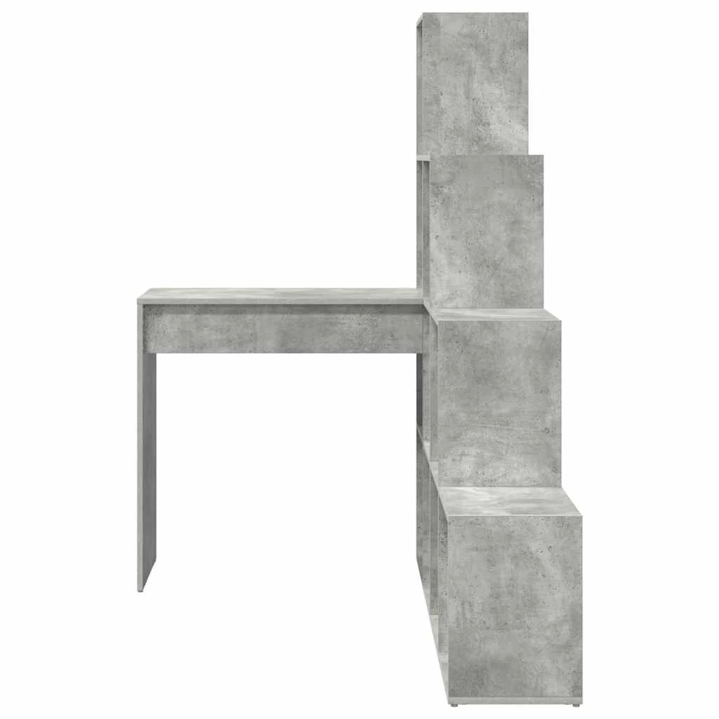 Bureau d'angle avec étagère 149,5 x 101,5 x 149,5 cm gris béton bois d'ingénierie – vue de dessus