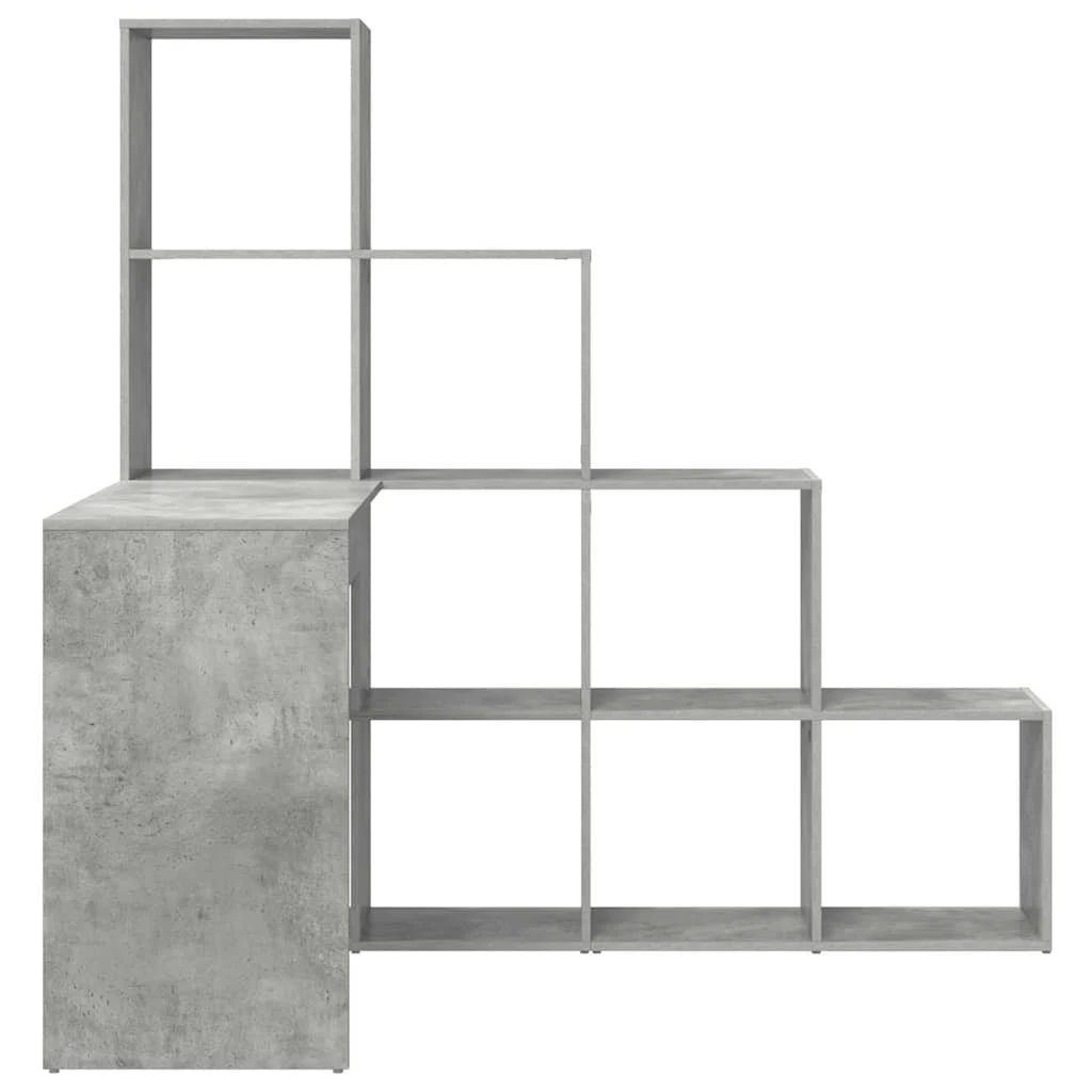 Bureau d'angle avec étagère 149,5 x 101,5 x 149,5 cm gris béton bois d'ingénierie – vue de dos