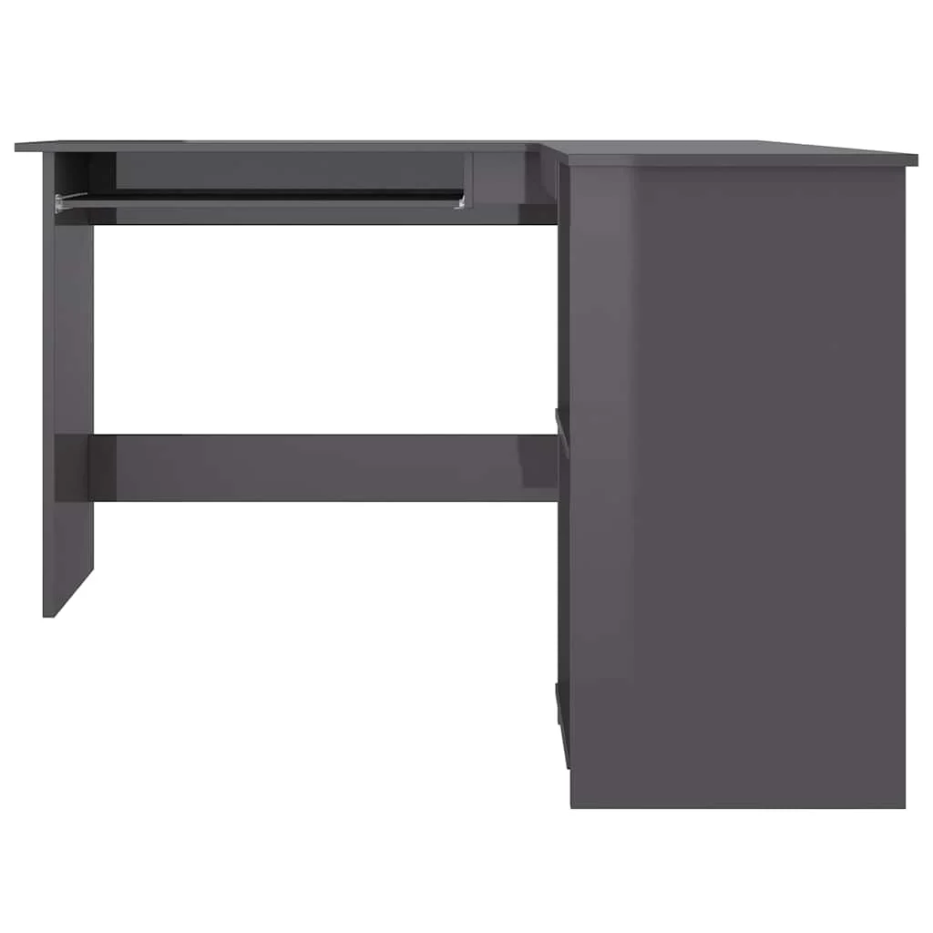 Bureau d'angle forme de L 120 x 140 x 75 cm gris brillant aggloméré – vue de détail