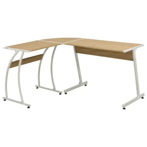 Bureau d'angle en forme de L 152 x 117 x 74 cm chêne métal – vue d’ensemble