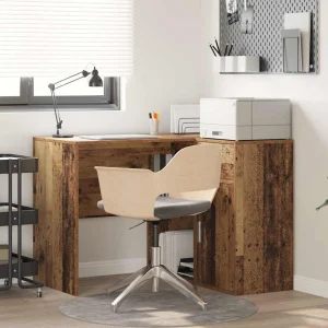 Bureau d'angle avec tiroir 102 x 88 x 75 cm bois ancien – vue d’ensemble