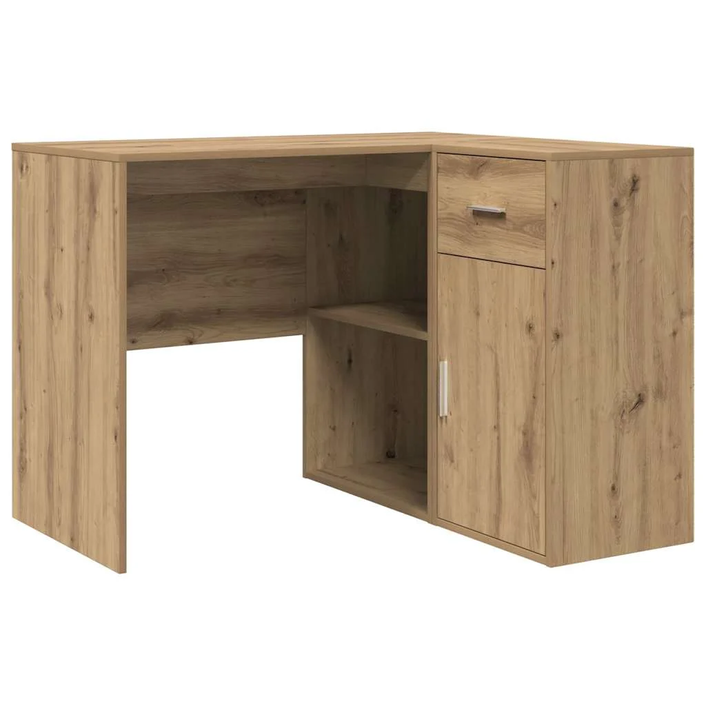 Bureau d'angle avec tiroir 102 x 88 x 75 cm chêne artisanal – vue de côté