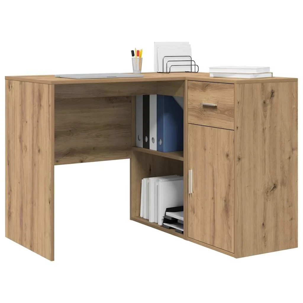 Bureau d'angle avec tiroir 102 x 88 x 75 cm chêne artisanal – vue de détail