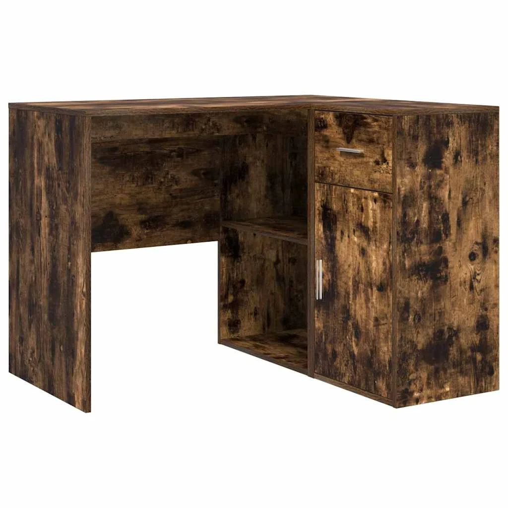Bureau d'angle avec tiroir 102 x 88 x 75 cm chêne fumé – vue de côté