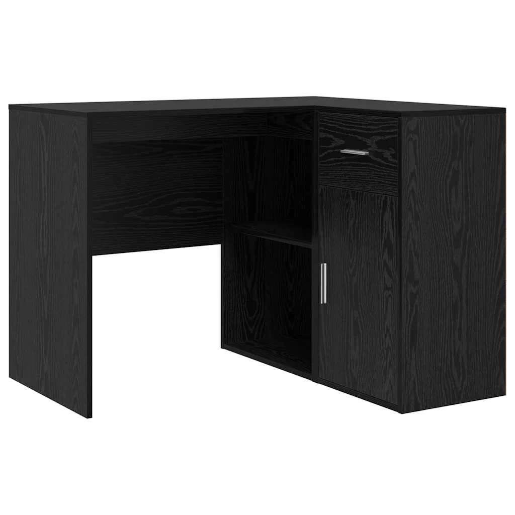 Bureau d'angle avec tiroir 102 x 88 x 75 cm chêne noir – vue de côté