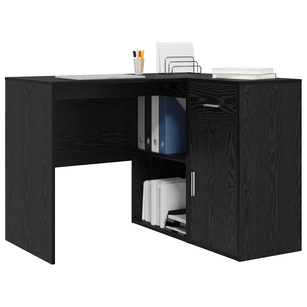 Bureau d'angle avec tiroir 102 x 88 x 75 cm chêne noir – vue de détail