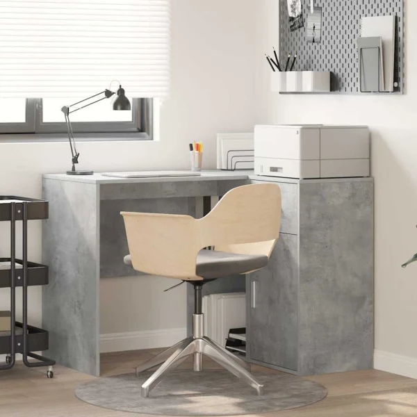 Bureau d'angle avec tiroir 102 x 88 x 75 cm gris béton – vue d’ensemble