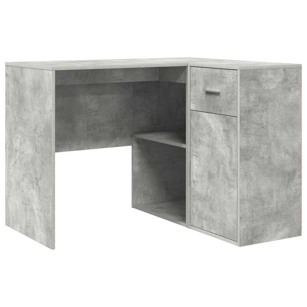Bureau d'angle avec tiroir 102 x 88 x 75 cm gris béton – vue de côté