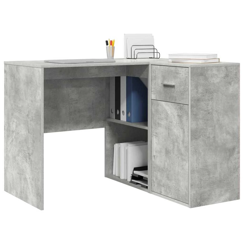 Bureau d'angle avec tiroir 102 x 88 x 75 cm gris béton – vue de détail