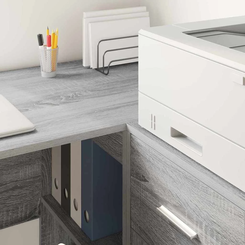 Bureau d'angle avec tiroir 102 x 88 x 75 cm sonoma gris – vue en situation