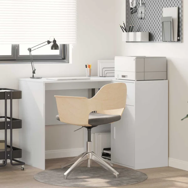 Bureau d'angle avec tiroir avec étagère 102 x 88 x 75 cm blanc – vue d’ensemble