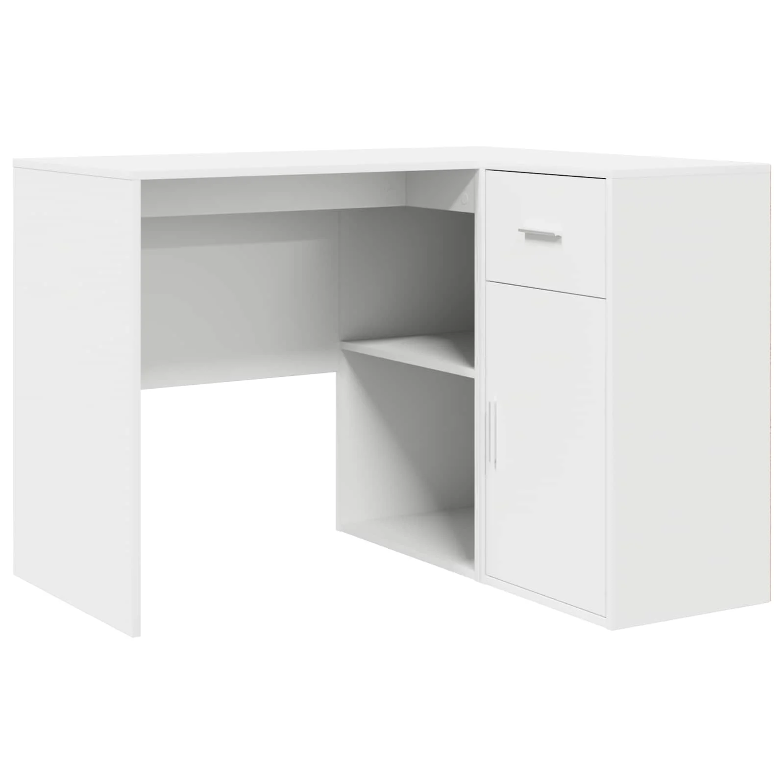 Bureau d'angle avec tiroir avec étagère 102 x 88 x 75 cm blanc – vue de côté