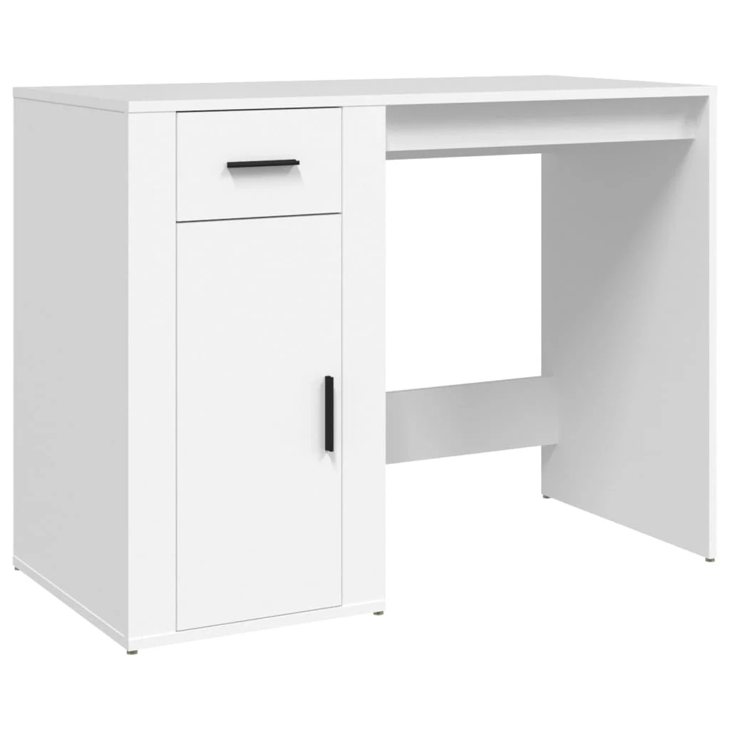 Bureau avec armoire 100 x 49 x 75 cm blanc bois d'ingénierie – vue de dessus