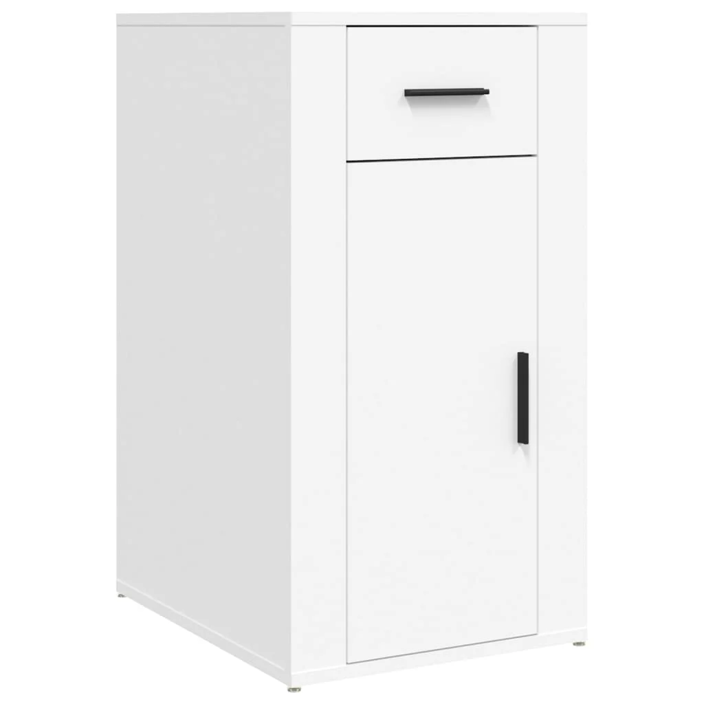Bureau avec armoire 100 x 49 x 75 cm blanc bois d'ingénierie – vue de dos