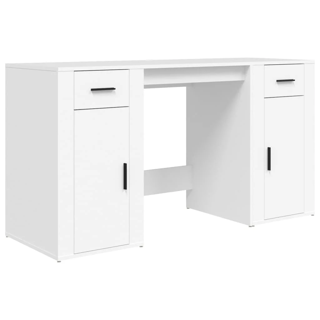 Bureau avec armoire 100 x 49 x 75 cm blanc bois d'ingénierie – vue de côté