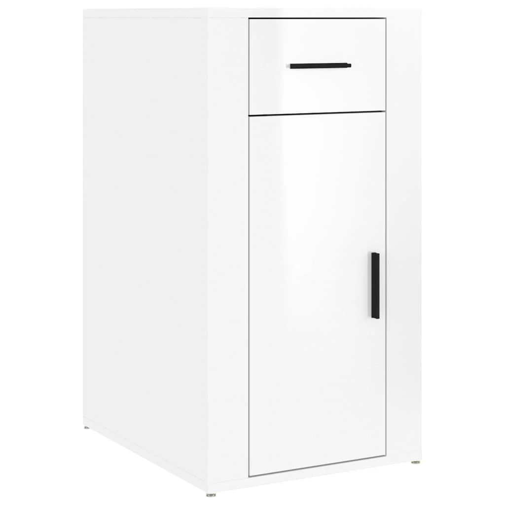 Bureau avec armoire 100 x 49 x 75 cm blanc brillant bois d'ingénierie – vue de dos