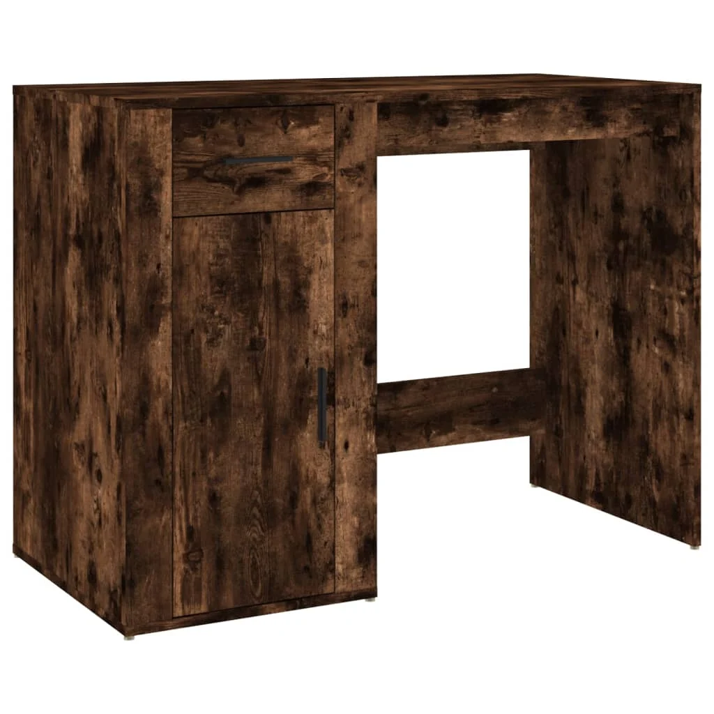 Bureau avec armoire 100 x 49 x 75 cm chêne fumé bois d'ingénierie – vue de dessus