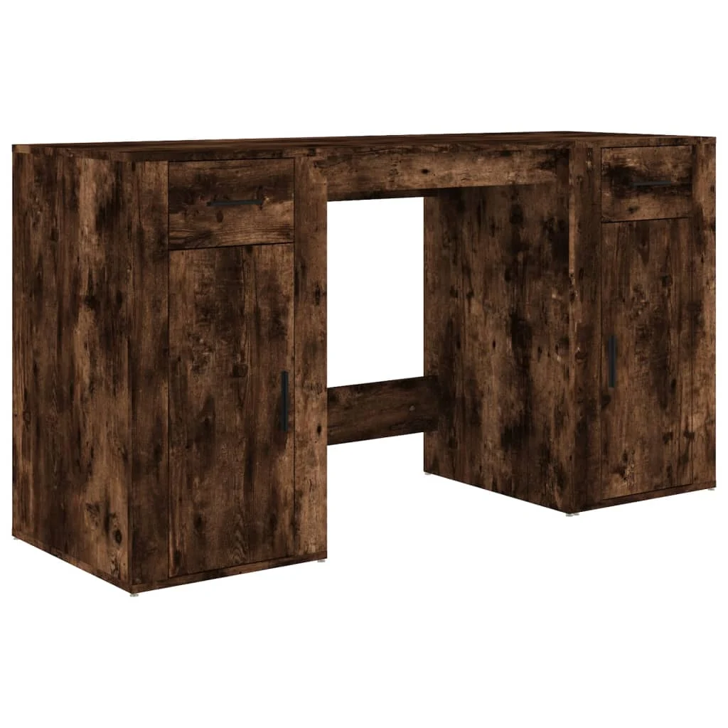 Bureau avec armoire 100 x 49 x 75 cm chêne fumé bois d'ingénierie – vue de côté