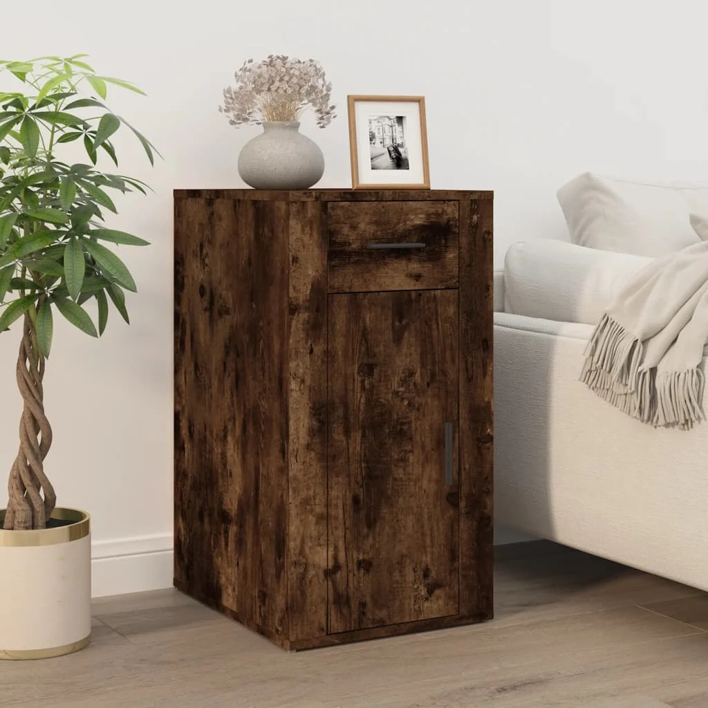 Bureau avec armoire 100 x 49 x 75 cm chêne fumé bois d'ingénierie – vue en situation