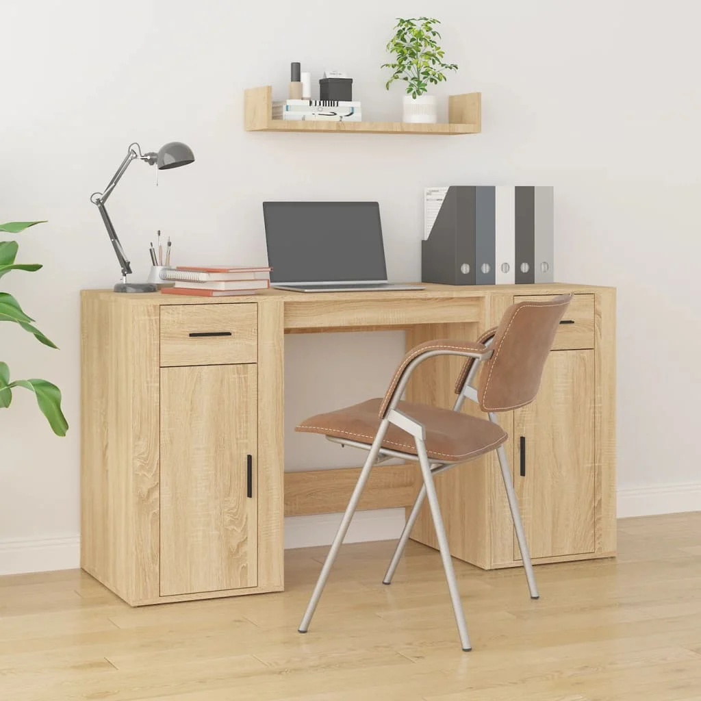 Bureau avec armoire 100 x 49 x 75 cm chêne sonoma bois d'ingénierie – vue d’ensemble