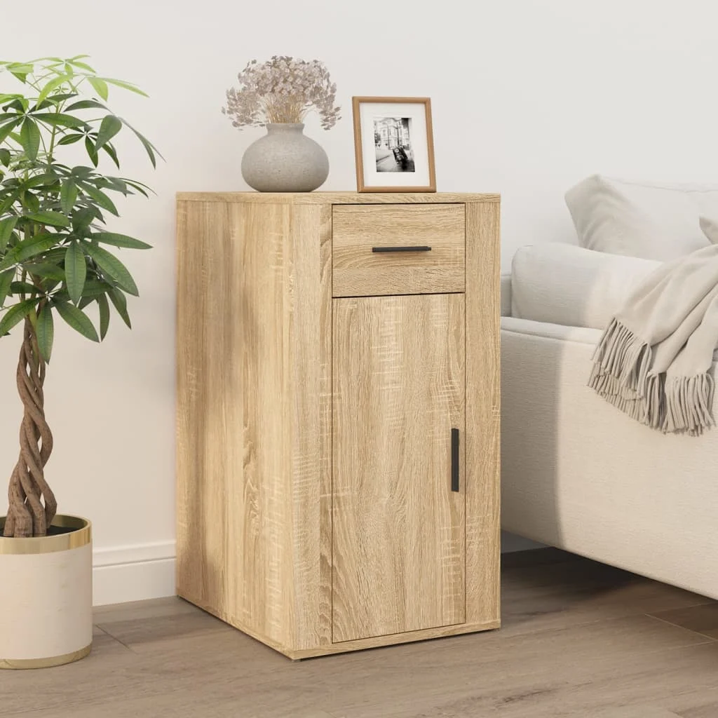 Bureau avec armoire 100 x 49 x 75 cm chêne sonoma bois d'ingénierie – vue en situation