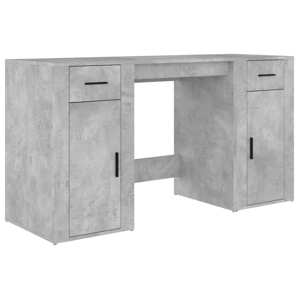 Bureau avec armoire 100 x 49 x 75 cm gris béton bois d'ingénierie – vue de côté