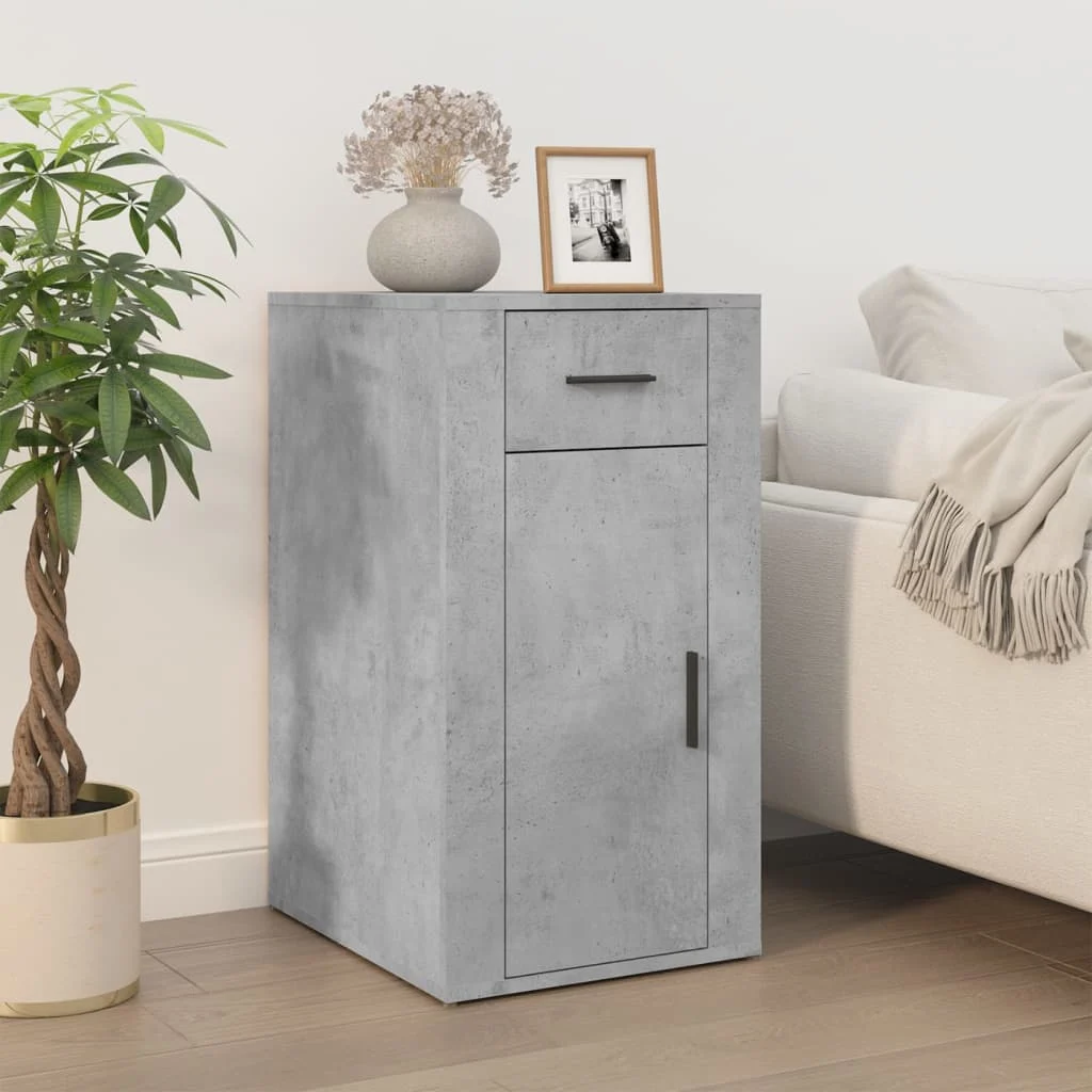 Bureau avec armoire 100 x 49 x 75 cm gris béton bois d'ingénierie – vue en situation