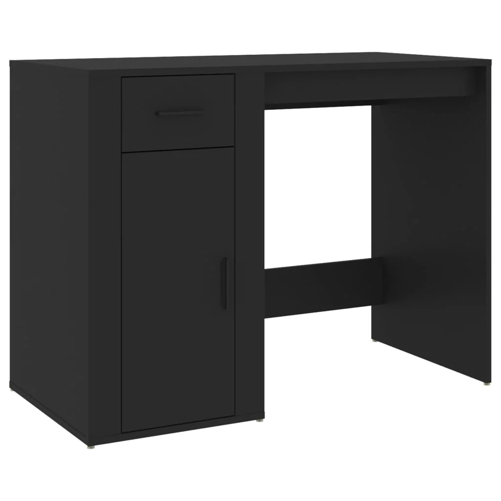 Bureau avec armoire 100 x 49 x 75 cm noir bois d'ingénierie – vue de dessus