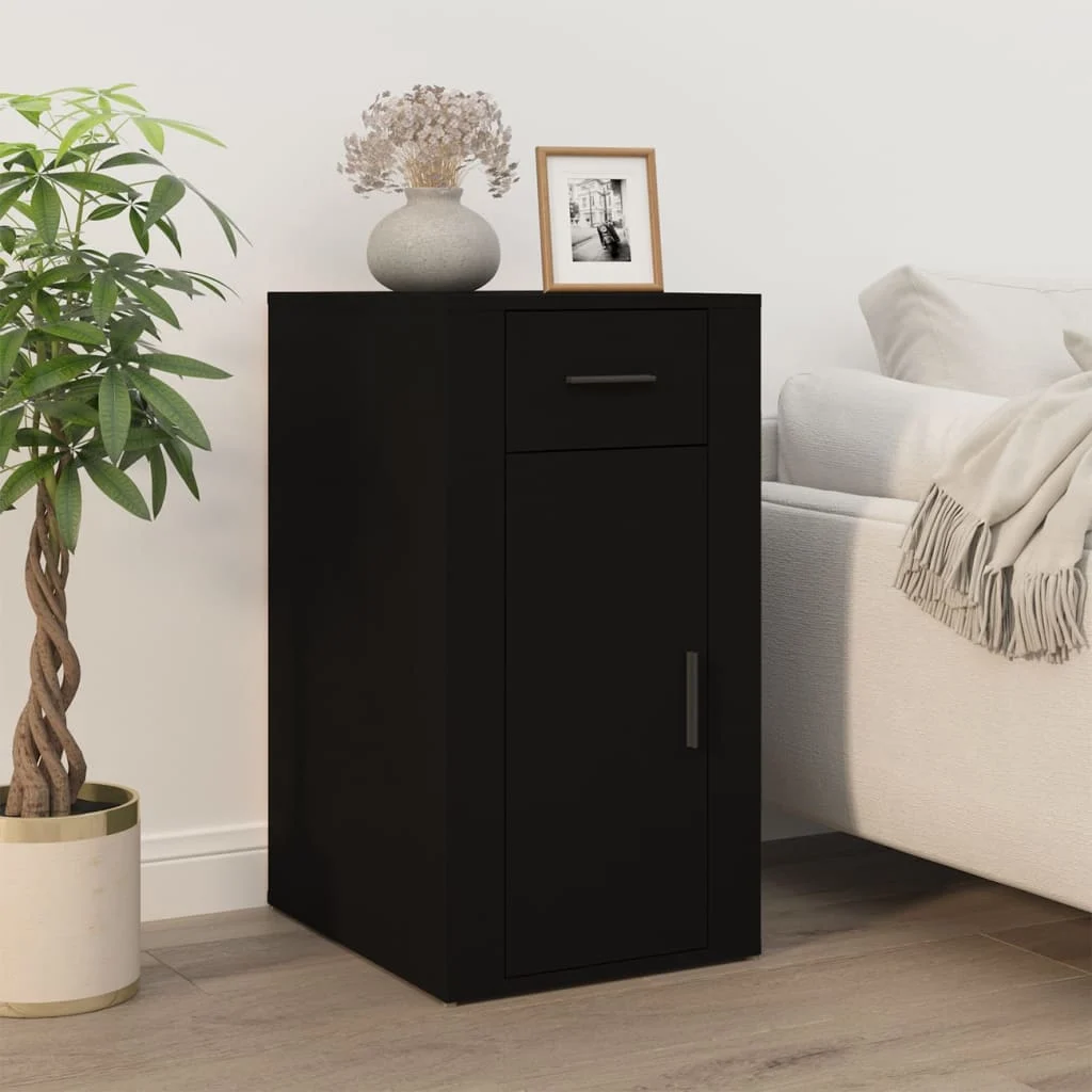Bureau avec armoire 100 x 49 x 75 cm noir bois d'ingénierie – vue en situation