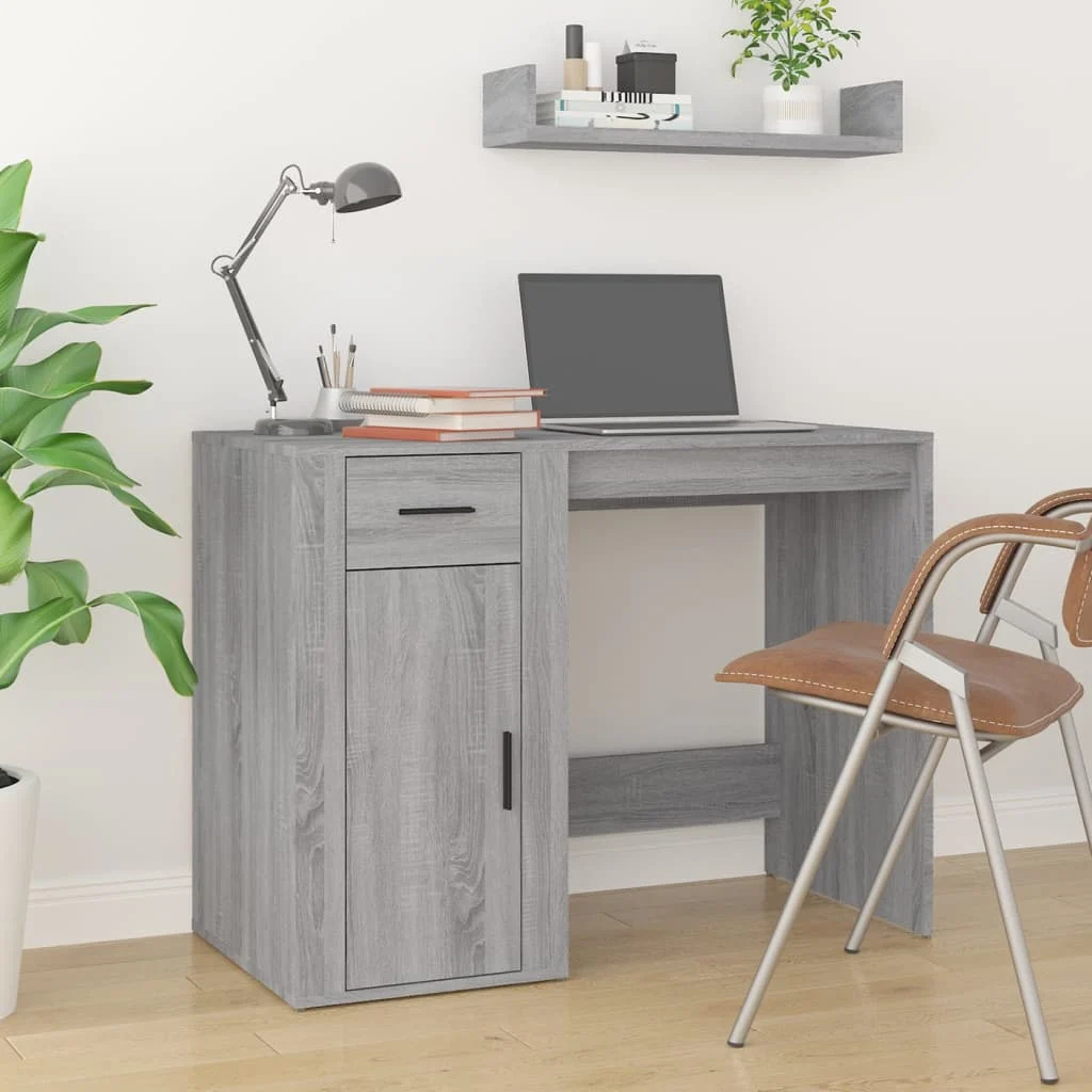 Bureau avec armoire 100 x 49 x 75 cm sonoma gris bois d'ingénierie – vue de détail