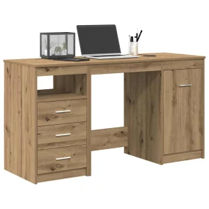 Bureau avec armoire 140 x 50 x 76 cm chêne artisanal bois d'ingénierie – vue d’ensemble