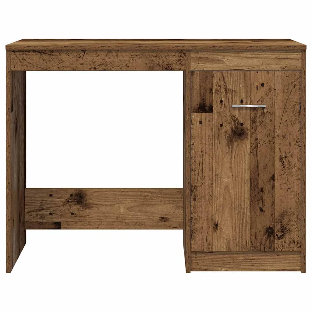 Bureau avec armoire 140 x 50 x 76 cm vieux bois bois d'ingénierie – vue de dos