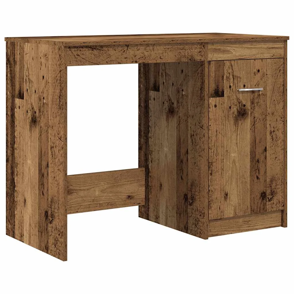 Bureau avec armoire 140 x 50 x 76 cm vieux bois bois d'ingénierie – vue en situation