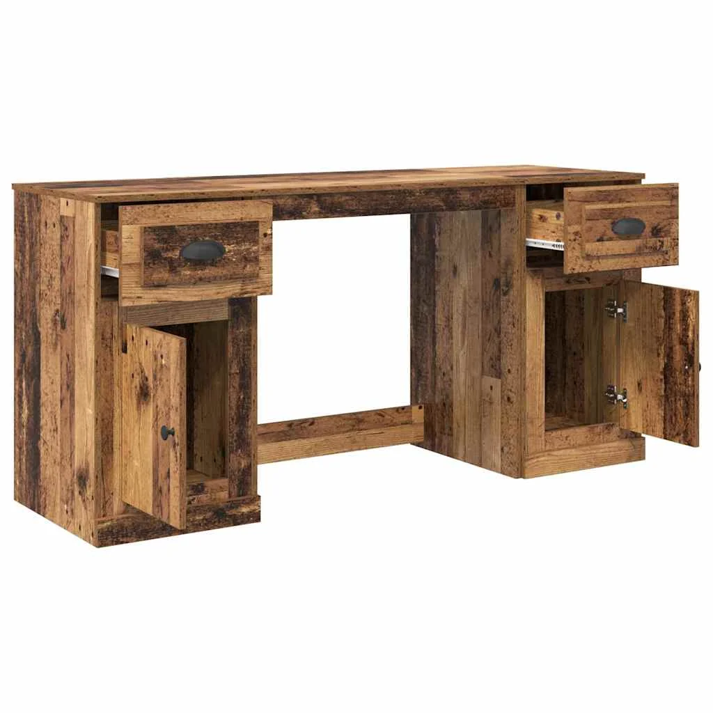 Bureau avec armoire 154,5 x 50 x 75 cm bois ancien bois d'ingénierie – vue de dos