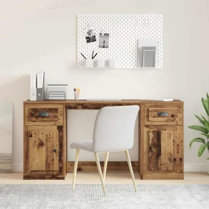 Bureau avec armoire 154,5 x 50 x 75 cm bois ancien bois d'ingénierie – vue d’ensemble