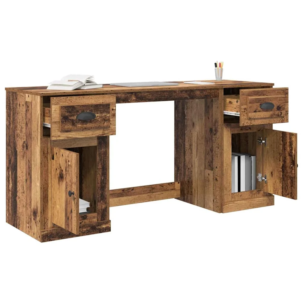 Bureau avec armoire 154,5 x 50 x 75 cm bois ancien bois d'ingénierie – vue en situation