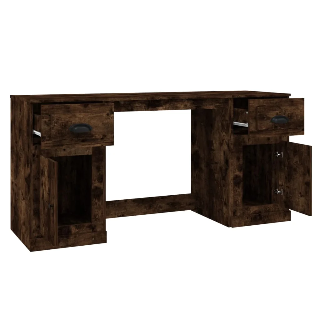Bureau avec armoire 154,5 x 50 x 75 cm chêne fumé bois d'ingénierie – vue de dessus