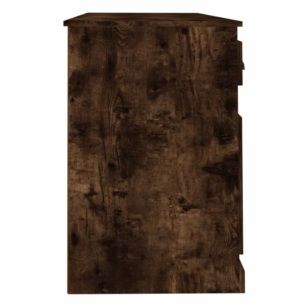 Bureau avec armoire 154,5 x 50 x 75 cm chêne fumé bois d'ingénierie – vue de dos
