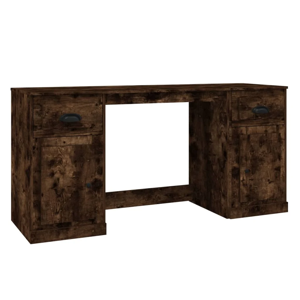 Bureau avec armoire 154,5 x 50 x 75 cm chêne fumé bois d'ingénierie – vue de côté