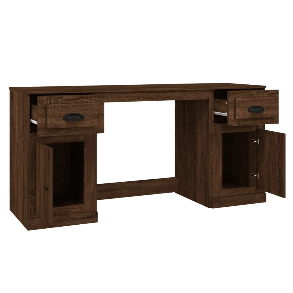 Bureau avec armoire 154,5 x 50 x 75 cm chêne marron bois d'ingénierie – vue de dessus