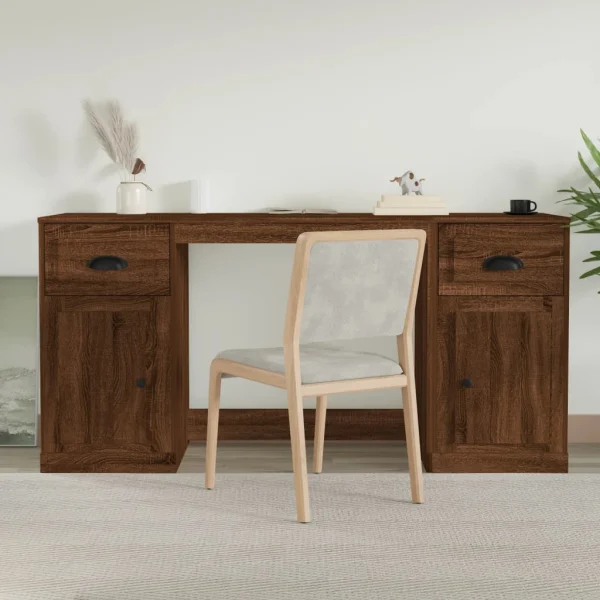 Bureau avec armoire 154,5 x 50 x 75 cm chêne marron bois d'ingénierie – vue d’ensemble