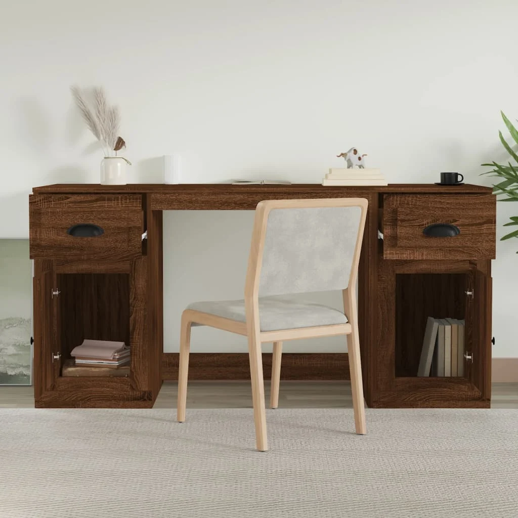 Bureau avec armoire 154,5 x 50 x 75 cm chêne marron bois d'ingénierie – vue de détail