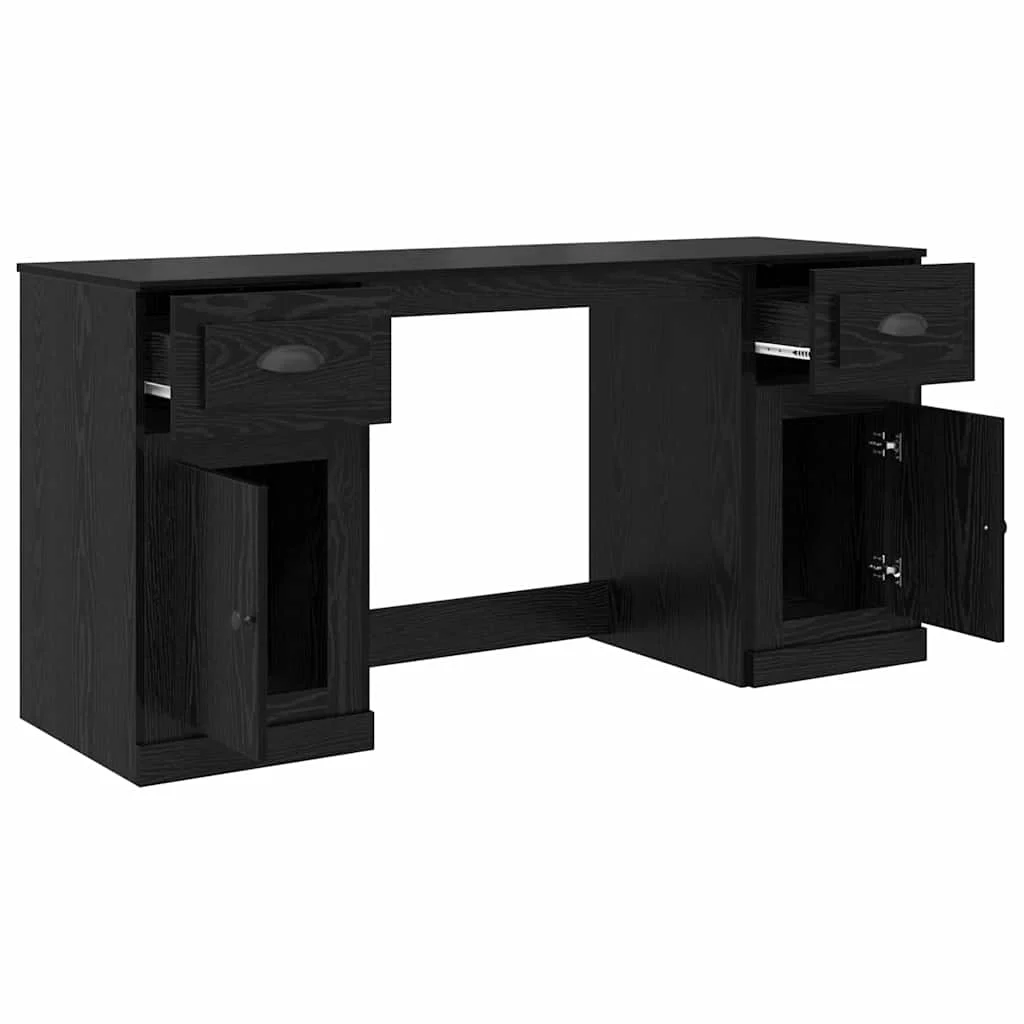 Bureau avec armoire 154,5 x 50 x 75 cm chêne noir bois d'ingénierie – vue de dos