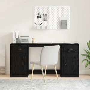 Bureau avec armoire 154,5 x 50 x 75 cm chêne noir bois d'ingénierie – vue d’ensemble