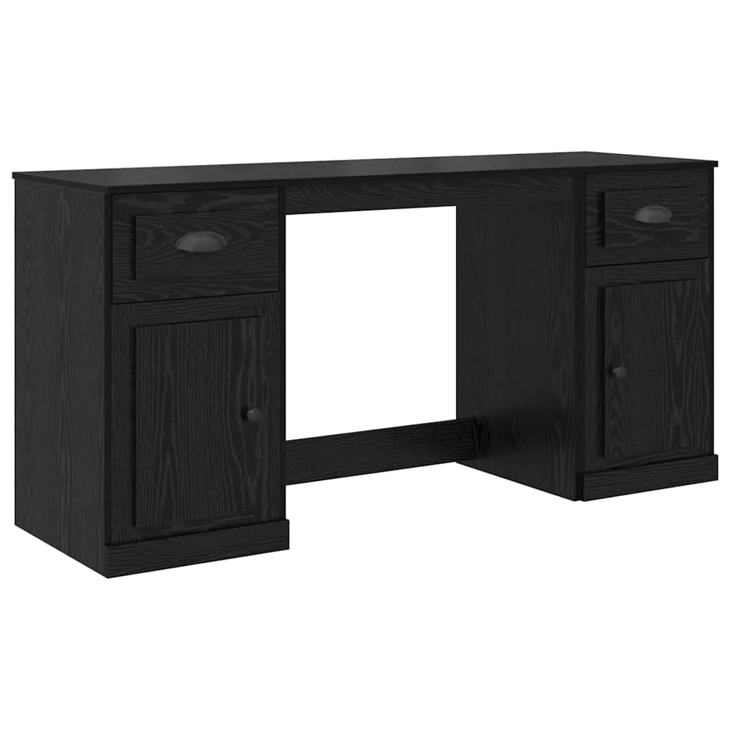 Bureau avec armoire 154,5 x 50 x 75 cm chêne noir bois d'ingénierie – vue de côté