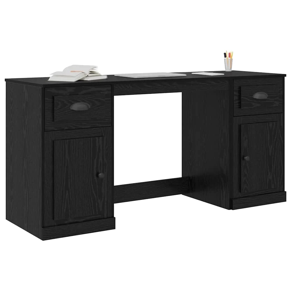 Bureau avec armoire 154,5 x 50 x 75 cm chêne noir bois d'ingénierie – vue de détail